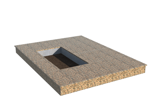 Площадки на могилу в Москве | Площадка с вертикальной (15 см) облицовкой Южно-султаевским гранитом (под цветник)