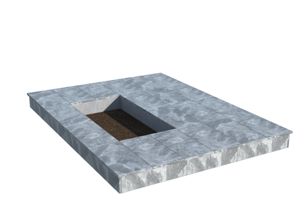 Площадки на могилу в Москве | Площадка с вертикальной (15 см) мраморной облицовкой (под цветник)